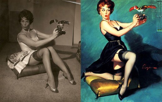 До эпохи Фотошопа:  1950-е.  Девушки PIN-UP до и после. фото. 3Ad6XPfYGDo