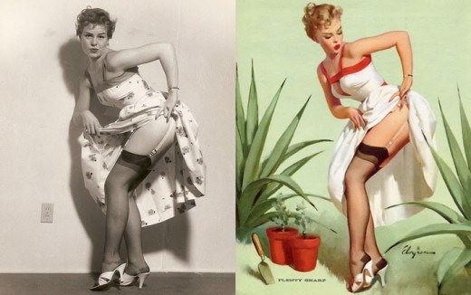До эпохи Фотошопа:  1950-е.  Девушки PIN-UP до и после. фото. DhgzEtFhuak