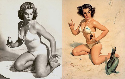 До эпохи Фотошопа:  1950-е.  Девушки PIN-UP до и после. фото. Nr2TW4wuwZU